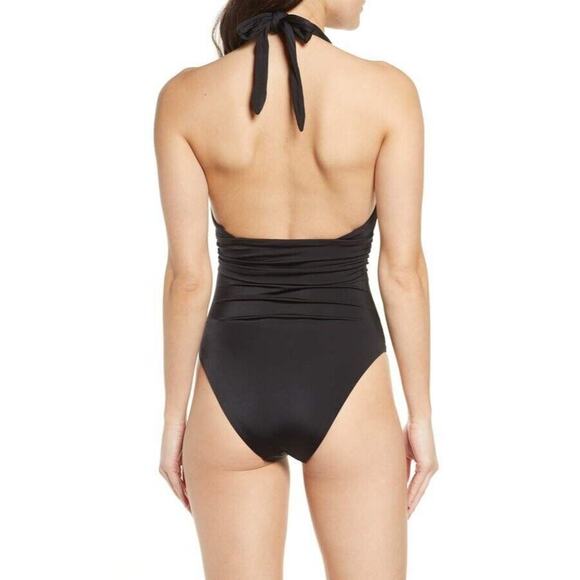 Chelsea28 Swimsuit Womens Large Black One Piece Convertible 4 Way Halter Plunge - Picture 5 of 16